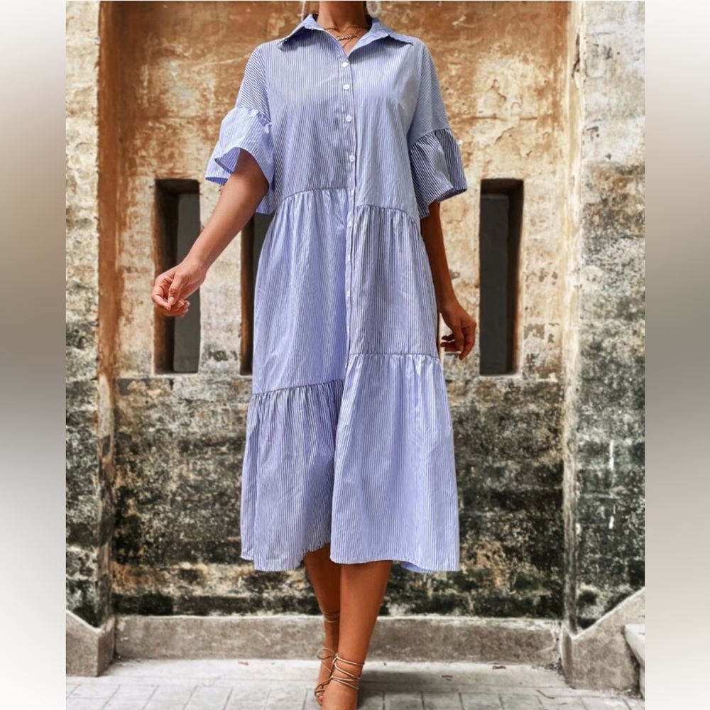 Small maxi Striped Blue and White Women's Dress